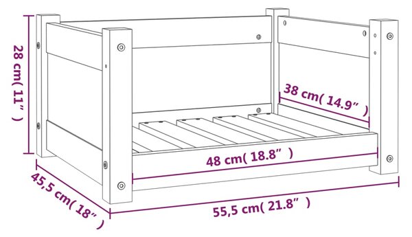 VidaXL Κρεβάτι Σκύλου άσπρο 55,5x45,5x28 εκ. από Μασίφ Ξύλο Πεύκου