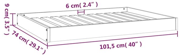 VidaXL Κρεβάτι Σκύλου Λευκό 101,5 x 74 x 9 εκ. από Μασίφ Ξύλο Πεύκου