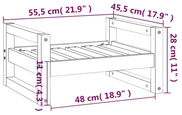 VidaXL Κρεβάτι Σκύλου 55,5 x 45,5 x 28 εκ. από Μασίφ Ξύλο Πεύκου