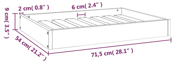 VidaXL Κρεβάτι Σκύλου 71,5 x 54 x 9 εκ. από Μασίφ Ξύλο Πεύκου