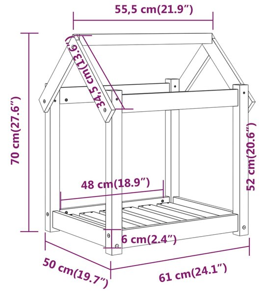 VidaXL Κρεβάτι Σκύλου 61 x 50 x 70 εκ. από Μασίφ Ξύλο Πεύκου