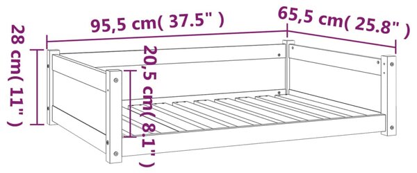 VidaXL Κρεβάτι Σκύλου Μαύρο 95,5 x 65,5 x 28 εκ. από Μασίφ Ξύλο Πεύκου