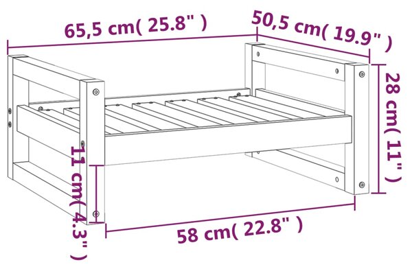 VidaXL Κρεβάτι Σκύλου Μελί 65,5x50,5x28 εκ. από Μασίφ Ξύλο Πεύκου