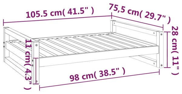 VidaXL Κρεβάτι Σκύλου 105,5x75,5x28 εκ. από Μασίφ Ξύλο Πεύκου