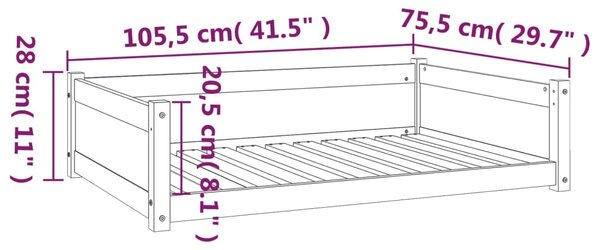 VidaXL Κρεβάτι Σκύλου άσπρο 105,5x75,5x28 εκ. από Μασίφ Ξύλο Πεύκου