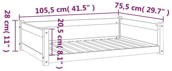 VidaXL Κρεβάτι Σκύλου 105,5x75,5x28 εκ. από Μασίφ Ξύλο Πεύκου