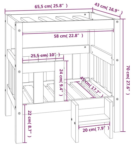 VidaXL Κρεβάτι Σκύλου Λευκό 65,5x43x70 εκ. από Μασίφ Ξύλο Πεύκου