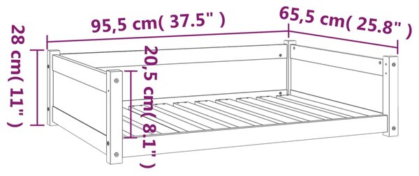 VidaXL Κρεβάτι Σκύλου Λευκό 95,5 x 65,5 x 28 εκ. από Μασίφ Ξύλο Πεύκου