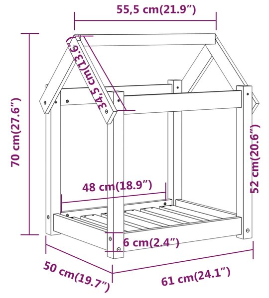 VidaXL Κρεβάτι Σκύλου Λευκό 61x50x70 εκ. από Μασίφ Ξύλο Πεύκου