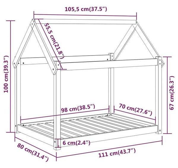 VidaXL Κρεβάτι Σκύλου 111x80x100 εκ. από Μασίφ Ξύλο Πεύκου