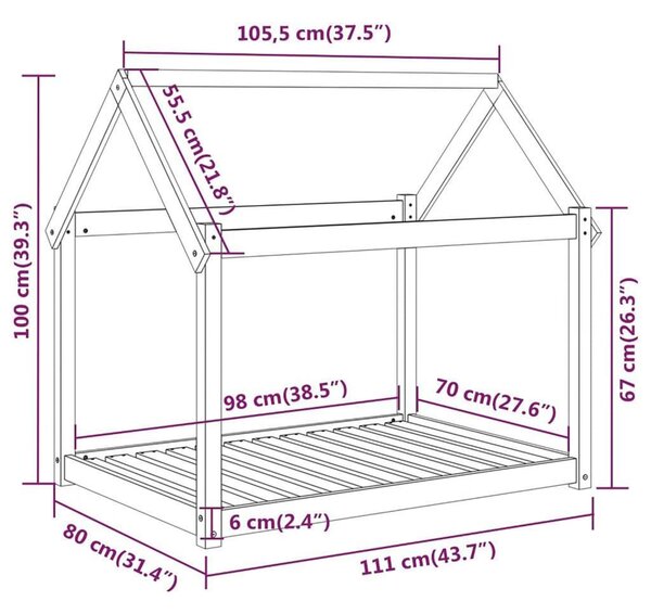 VidaXL Κρεβάτι Σκύλου Λευκό 111x80x100 εκ. από Μασίφ Ξύλο Πεύκου