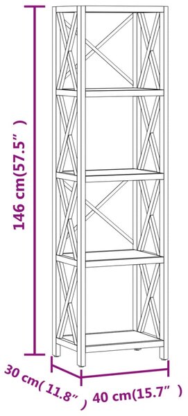 VidaXL Ραφιέρα 5 Επιπέδων 40 x 30 x 146 εκ. από Μασίφ Ξύλο Δρυός