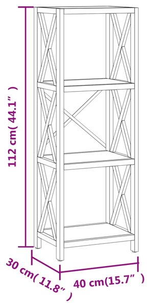 VidaXL Ραφιέρα 4 Επιπέδων 40 x 30 x 112 εκ. από Μασίφ Ξύλο Δρυός