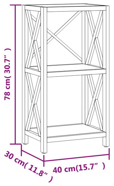 VidaXL Ραφιέρα 3 Επιπέδων 40 x 30 x 78 εκ. από Μασίφ Ξύλο Δρυός