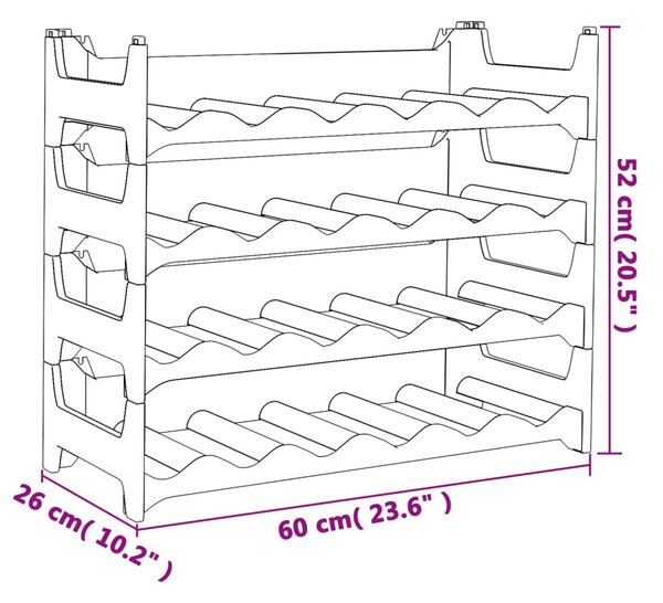 VidaXL Ραφιέρα Κρασιών Στοιβαζόμενη για 24 Μπουκάλια από Πολυπρ/λένιο
