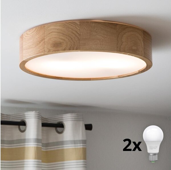 Brilagi - Φωτιστικό οροφής LED CARVALHO 2xE27/60W/230V δρυς διάμετρος 37,5 cm