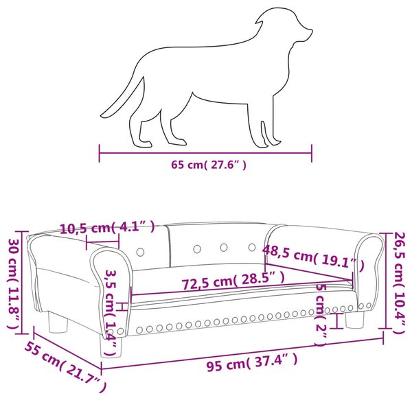 VidaXL Κρεβάτι Σκύλου Καφέ 95 x 55 x 30 εκ. από Συνθετικό Δέρμα