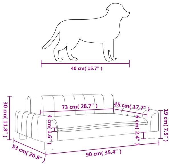 VidaXL Κρεβάτι Σκύλου Καφέ 90 x 53 x 30 εκ. από Συνθετικό Δέρμα