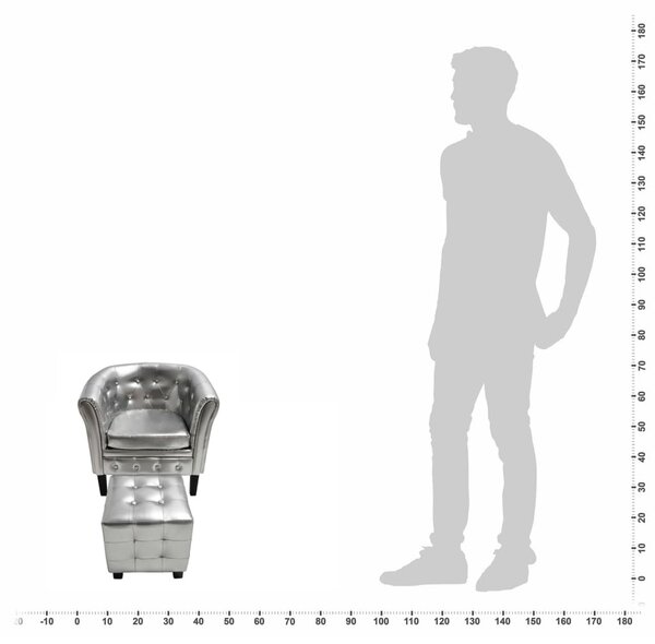 VidaXL Πολυθρόνα Μπάρελ Ασημί από Συνθετικό Δέρμα με Υποπόδιο