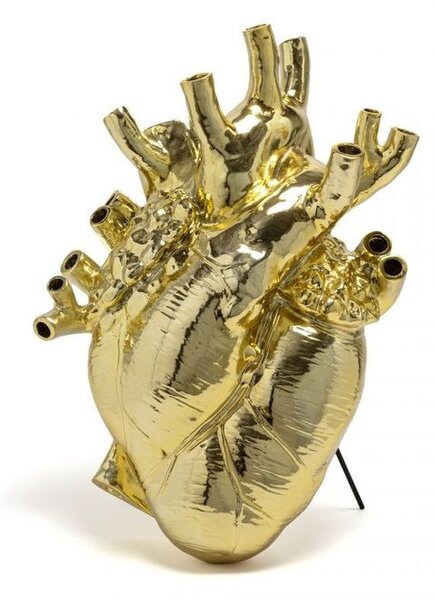 Seletti - Love In Bloom Giant Resin Heart Vase Gold Seletti