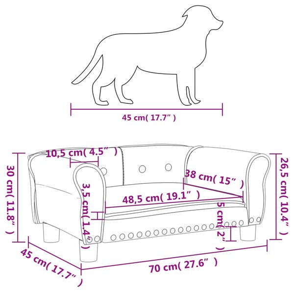 VidaXL Κρεβάτι Σκύλου Ροζ 70 x 45 x 30 εκ. Βελούδινο