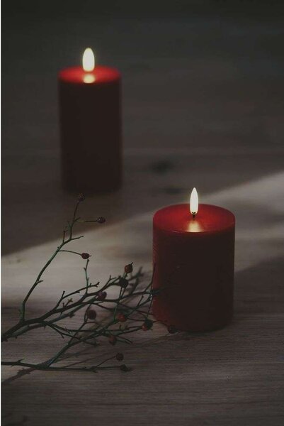 Uyuni - Pillar Candle LED 7,8 x 20,3 cm Rustic Carmine Red Uyuni Lighting