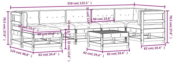 VidaXL Σαλόνι Κήπου Σετ 8 Τεμαχίων από Μασίφ Ξύλο με Μαξιλάρια
