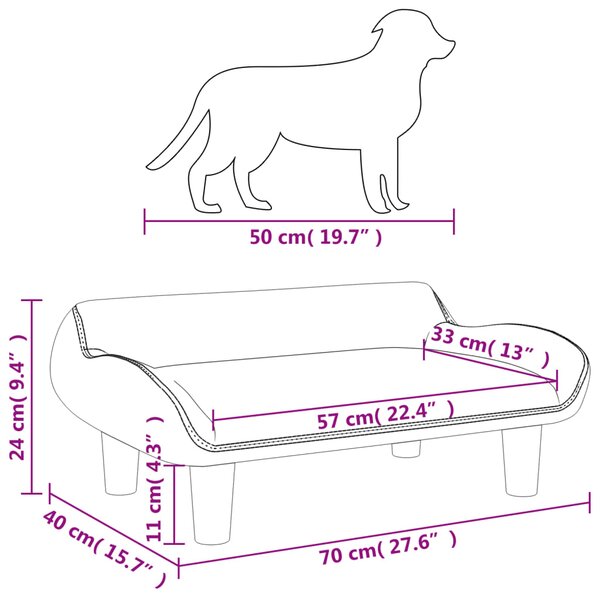 VidaXL Κρεβάτι Σκύλου Ανοιχτό Γκρι 70 x 40 x 24 εκ. Βελούδινο