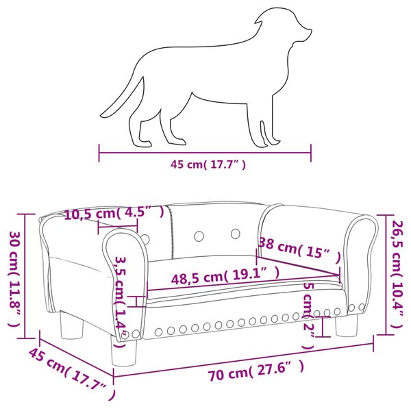 VidaXL Κρεβάτι Σκύλου Καφέ 70 x 45 x 30 εκ. Βελούδινο