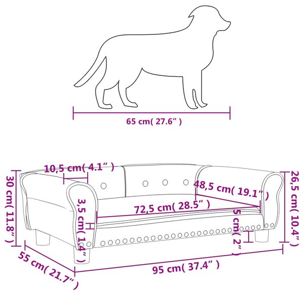 VidaXL Κρεβάτι Σκύλου Κρεμ 95 x 55 x 30 εκ. από Συνθετικό Δέρμα