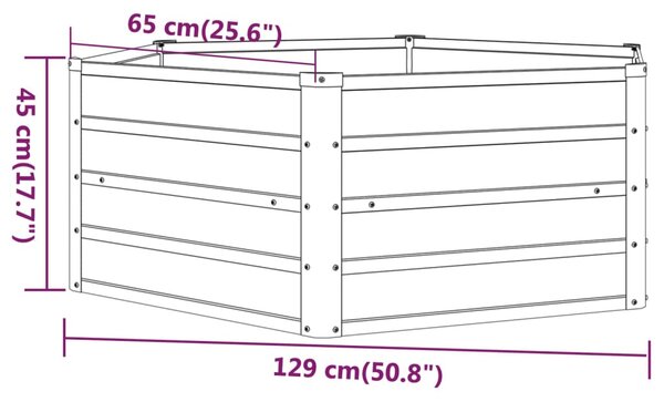 VidaXL Ζαρντινιέρα Σκουριασμένο 129x129x45 εκ. Ατσάλι Σκληρυθέν Αέρα