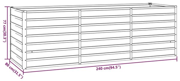 VidaXL Ζαρντινιέρα Σκουριασμένο 240x80x77 εκ. Ατσάλι Σκληρυθέν Αέρα