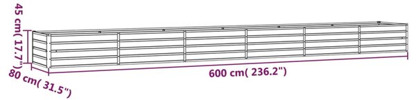 VidaXL Ζαρντινιέρα Σκουριασμένο 600x80x45 εκ. Ατσάλι Σκληρυθέν Αέρα