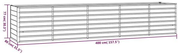 VidaXL Ζαρντινιέρα Σκουριασμένο 400x80x77 εκ. Ατσάλι Σκληρυθέν Αέρα