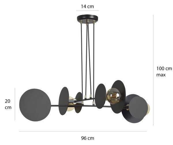 Κρεμαστό φωτιστικό οροφής IDEA 4xE27/15W/230V μαύρο