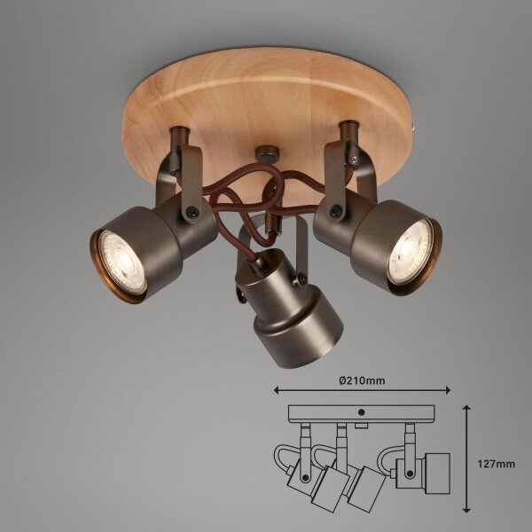 Briloner 2872-035 - LED Σποτ SPOTLIGHT 3xGU10/5W/230V καφέ