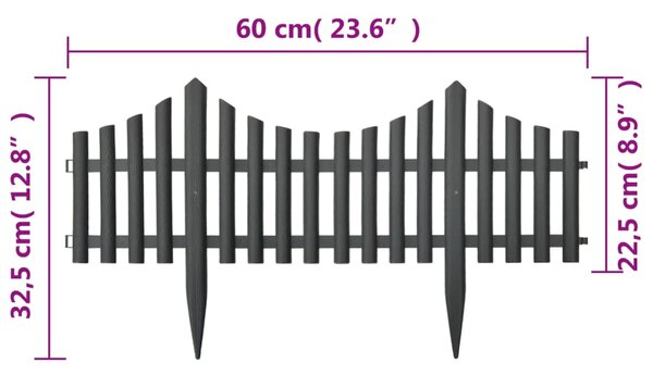 VidaXL Μπορντούρες Γκαζόν 17 τεμ. Ανθρακί 10 μ. από Πολυπροπυλένιο