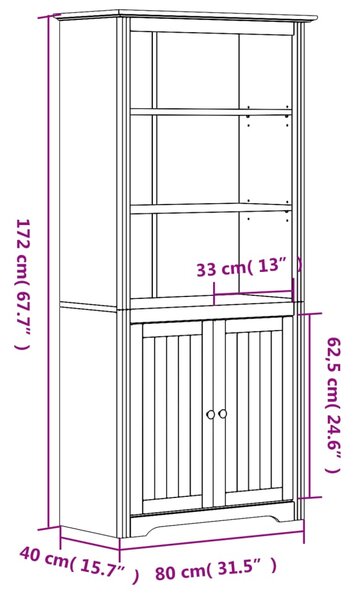 VidaXL Βιβλιοθήκη BODO Λευκή/Καφέ 82x40x173 εκ. από Μασίφ Ξύλο Πεύκου