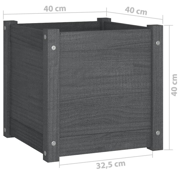 VidaXL Ζαρντινιέρες 2 τεμ. Γκρι 40 x 40 x 40 εκ. από Μασίφ Ξύλο Πεύκου