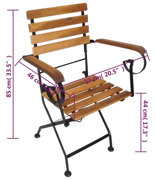 VidaXL Καρέκλες Κήπου Πτυσσόμενες 2 τεμ. από Ατσάλι/Μασίφ Ξύλο Ακακίας
