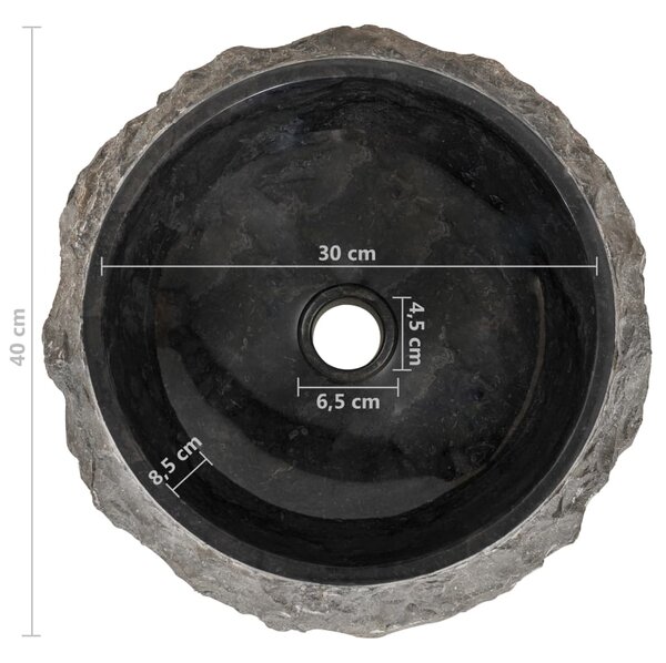 VidaXL Νιπτήρας Μαύρος 40 x 12 εκ. Μαρμάρινος