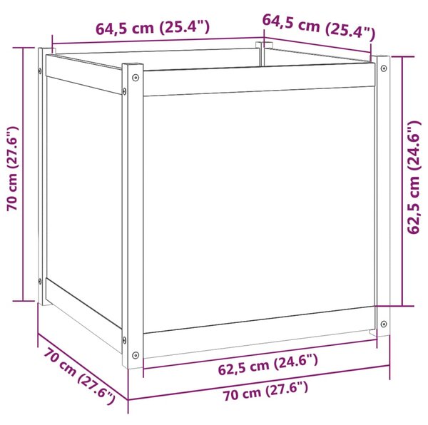 VidaXL Ζαρντινιέρα Καφέ Μελί 70 x 70 x 70 εκ. από Μασίφ Ξύλο Πεύκου