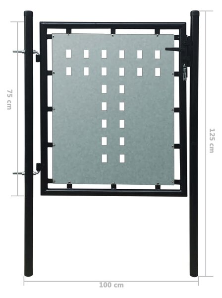 VidaXL Πόρτα Περίφραξης Μονή Μαύρη 100 x 125 εκ