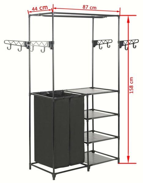 VidaXL Κρεμάστρα Δαπέδου Μαύρη 87x44x158 εκ. Ατσάλι/Ύφασμα Non-woven