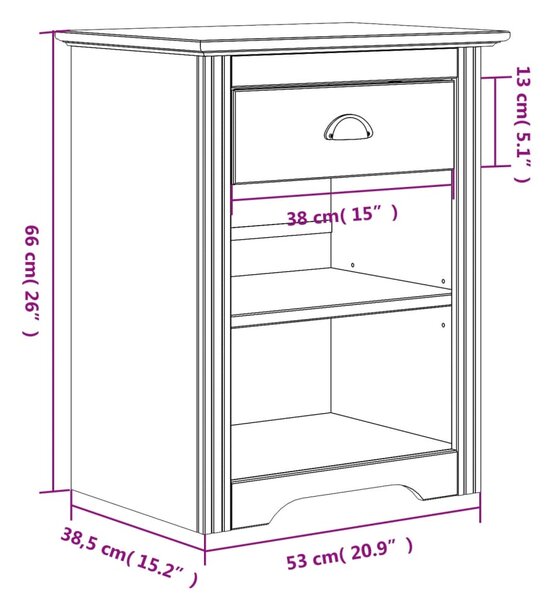 VidaXL Κομοδίνο BODO Καφέ 53 x 38,5 x 67 εκ. από Μασίφ Ξύλο Πεύκου