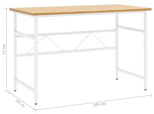 VidaXL Γραφείο Υπολογιστή Λευκό/Ανοιχτ. Δρυς 105x55x72εκ MDF & Μέταλλο
