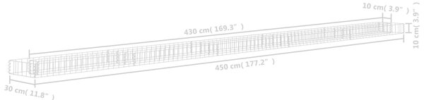 VidaXL Συρματοκιβώτιο-Γλάστρα Υπερυψωμένη 450x30x10 εκ. Γαλβ. Χάλυβας