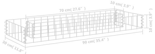 VidaXL Συρματοκιβώτιο-Γλάστρα Υπερυψωμένη 90x30x10 εκ. Γαλβ. Χάλυβας