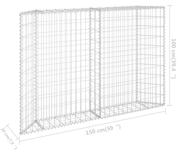 VidaXL Συρματοκιβώτιο-Γλάστρα Υπ. Τραπέζιο 150x20x100 εκ Γαλβ. Χάλυβας