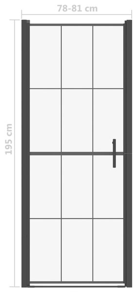 VidaXL Πόρτα Ντουζιέρας Μαύρη 81 x 195 εκ. από Ψημένο Γυαλί